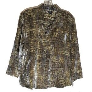 Scott Taylor Textured Reptile Print Button Front Blouse